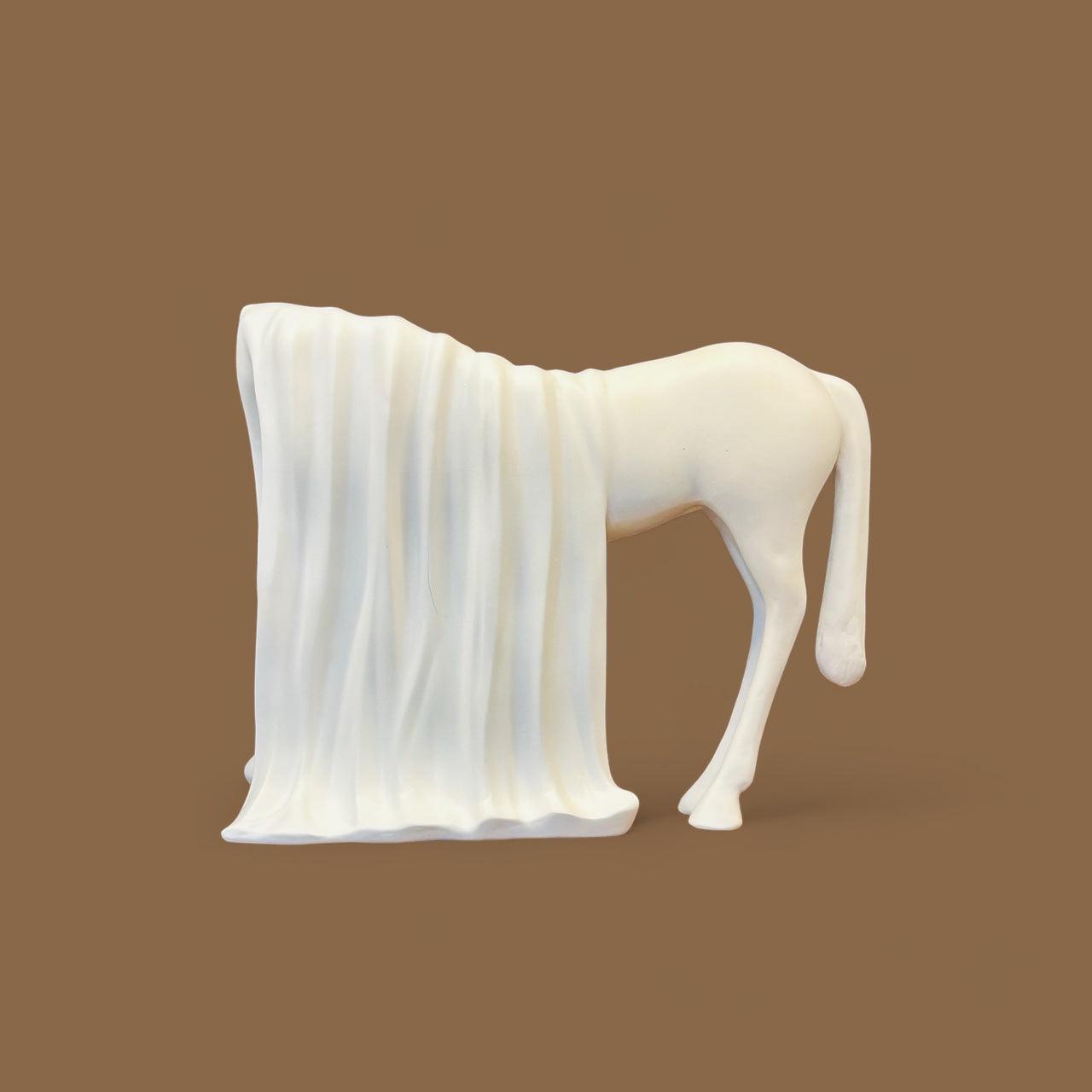 Horse with Half covered Face Sculpture - Mayra Decor & Interiors