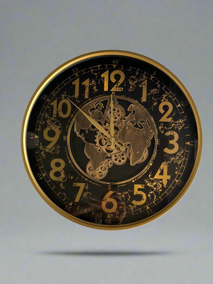 Antique Round World Map Clock