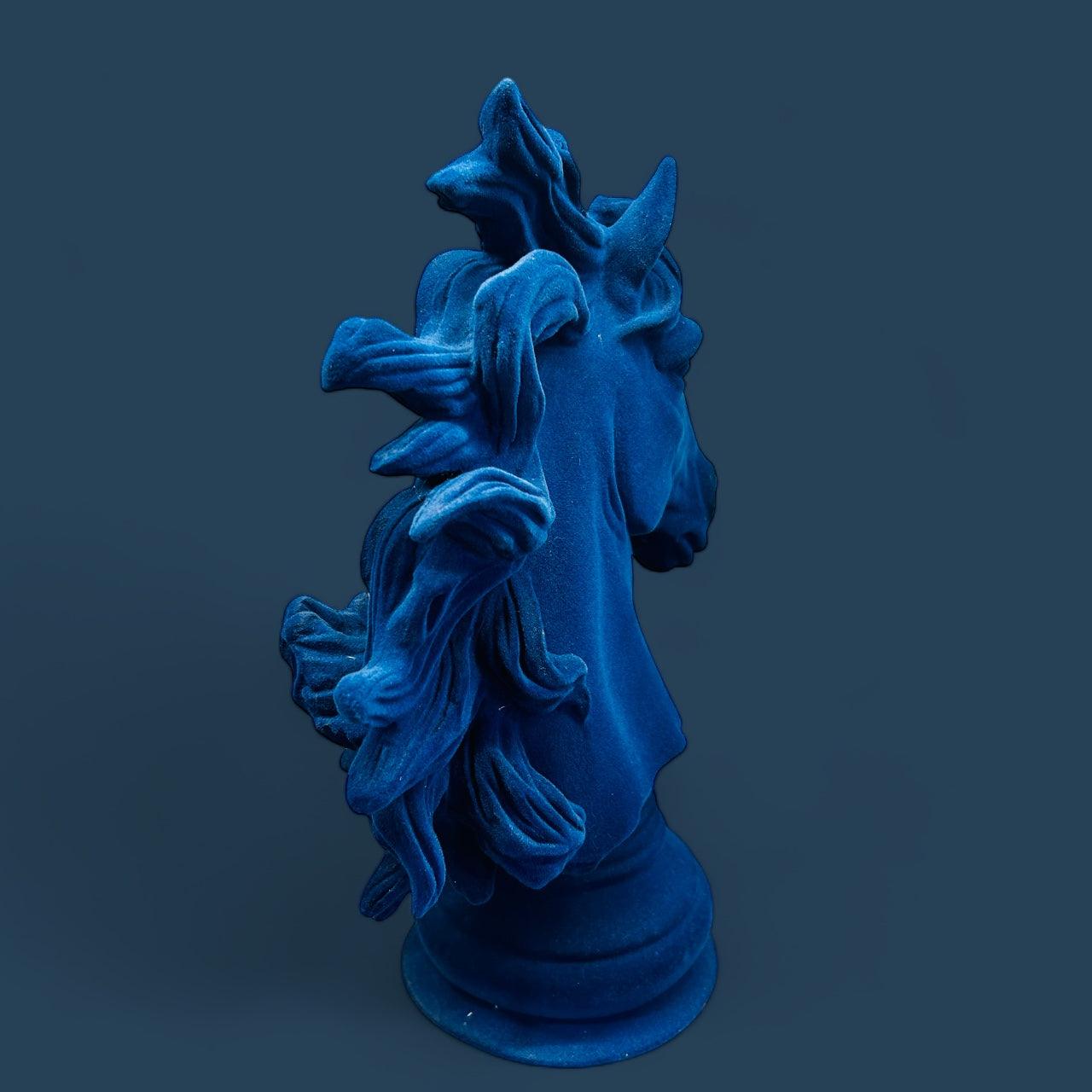 Blue Velvet Resin Horse - Mayra Decor & Interiors