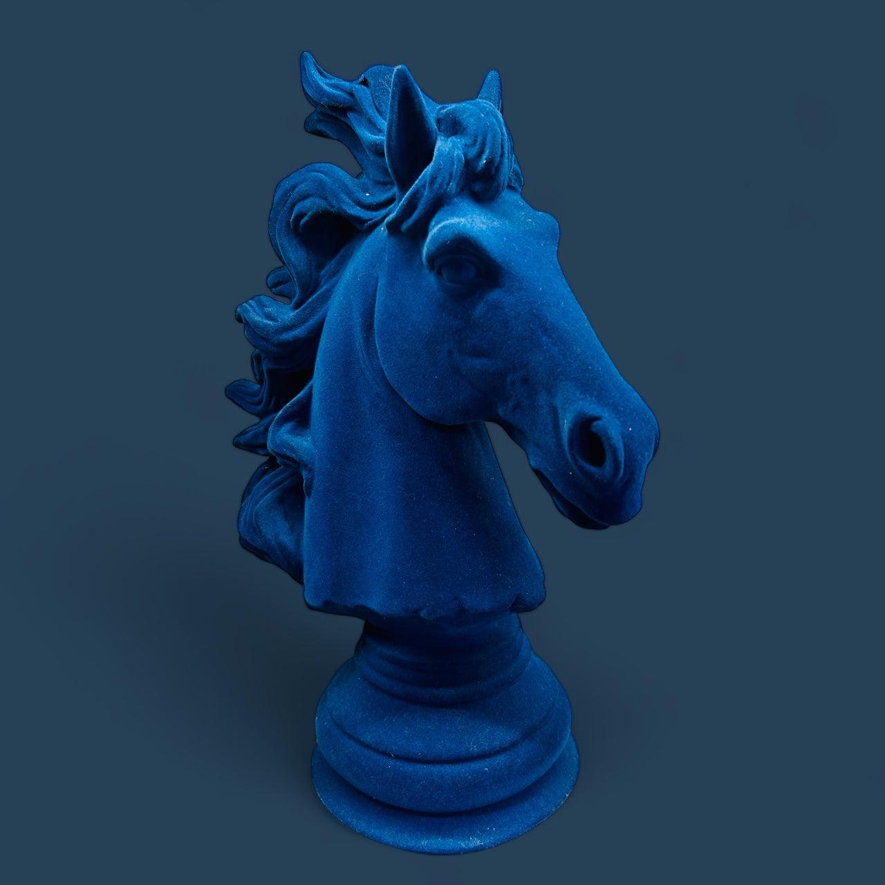 Blue Velvet Resin Horse - Mayra Decor & Interiors