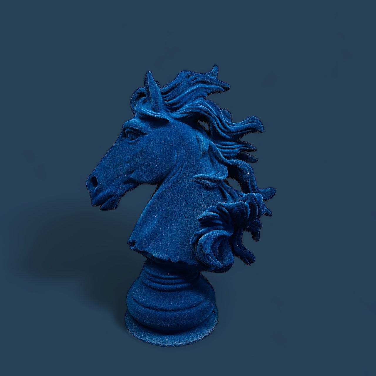 Blue Velvet Resin Horse - Mayra Decor & Interiors