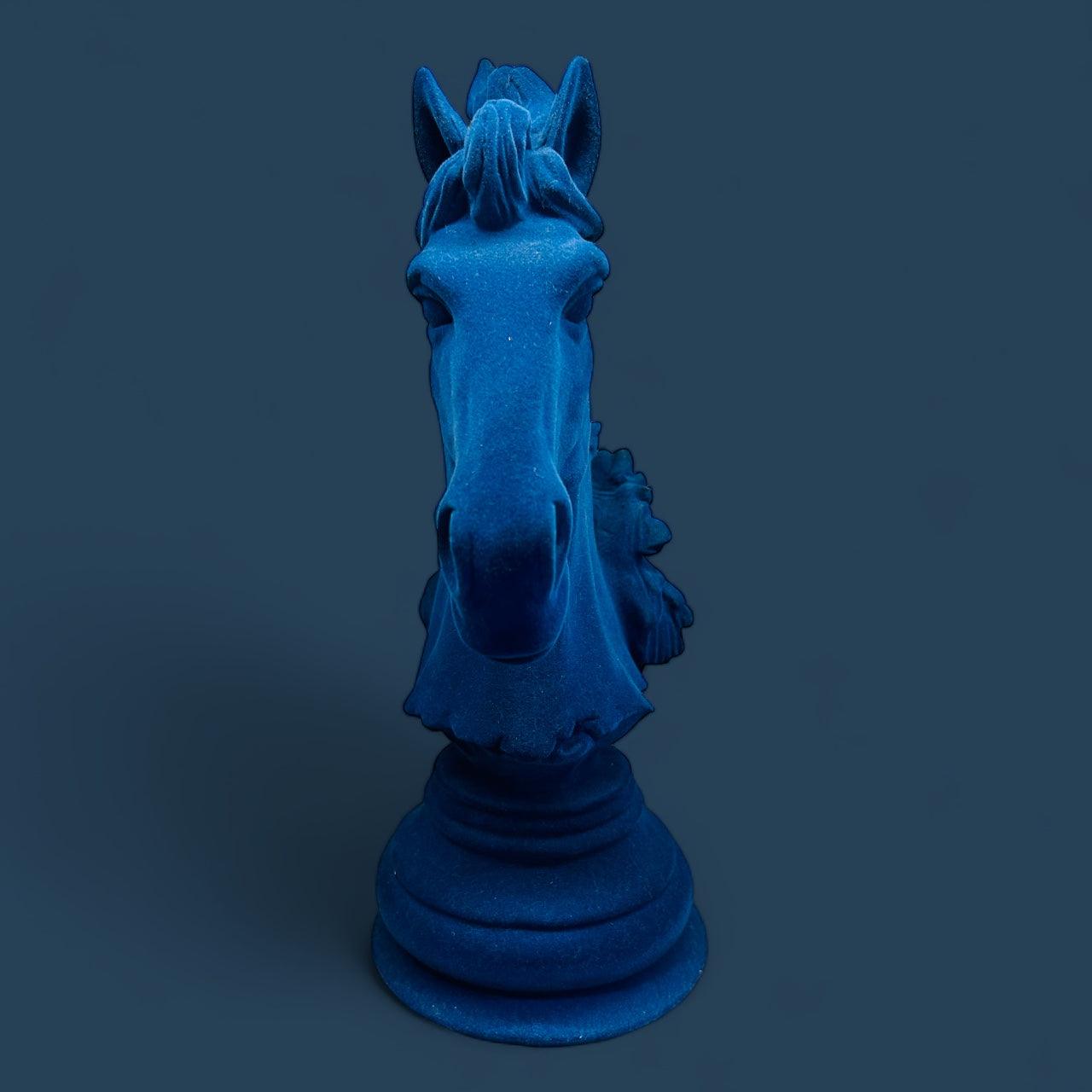 Blue Velvet Resin Horse - Mayra Decor & Interiors