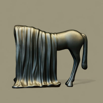 Horse with Half covered Face Sculpture - Mayra Decor & Interiors