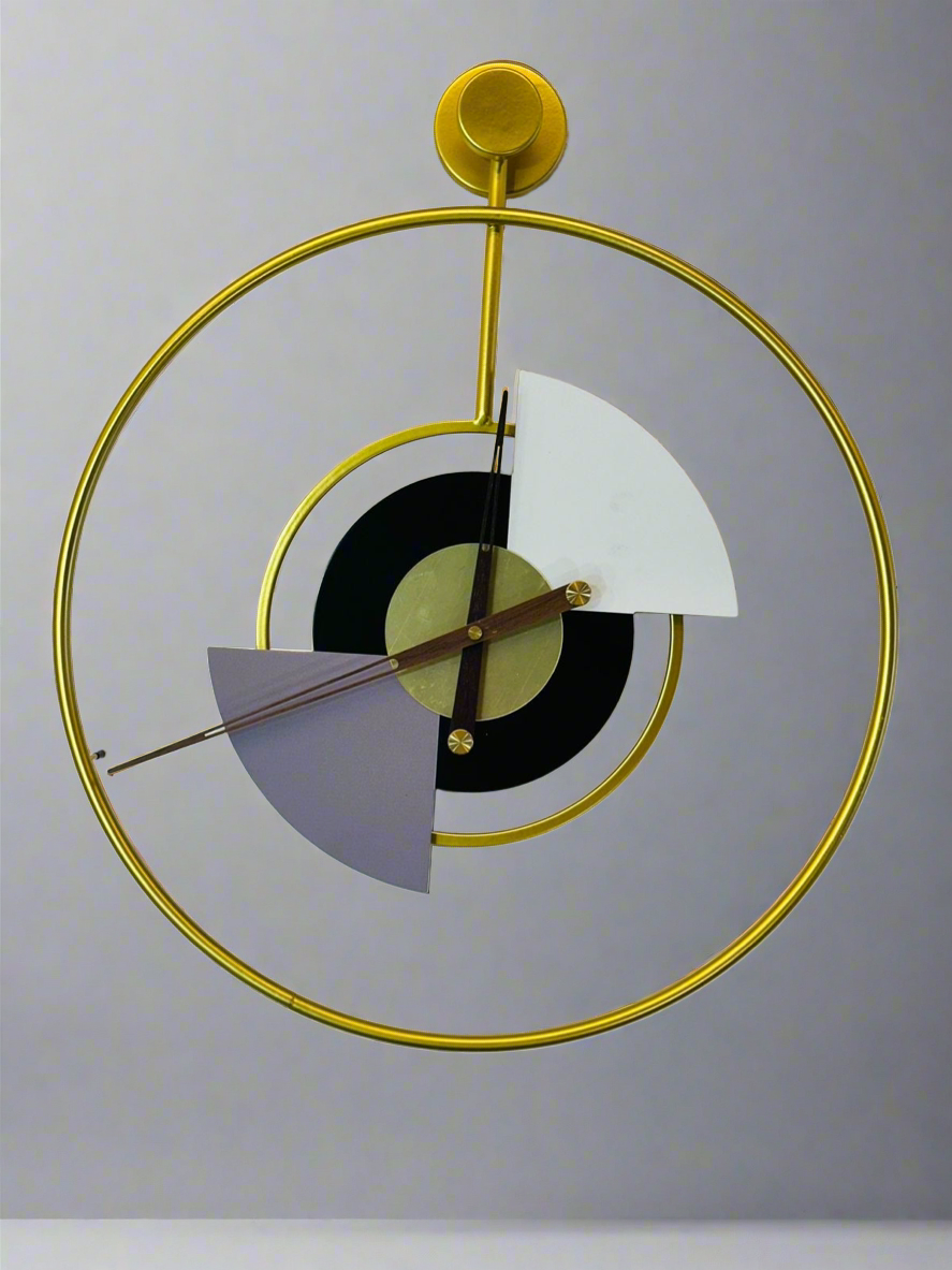 Black Circle Golden Ring Clock