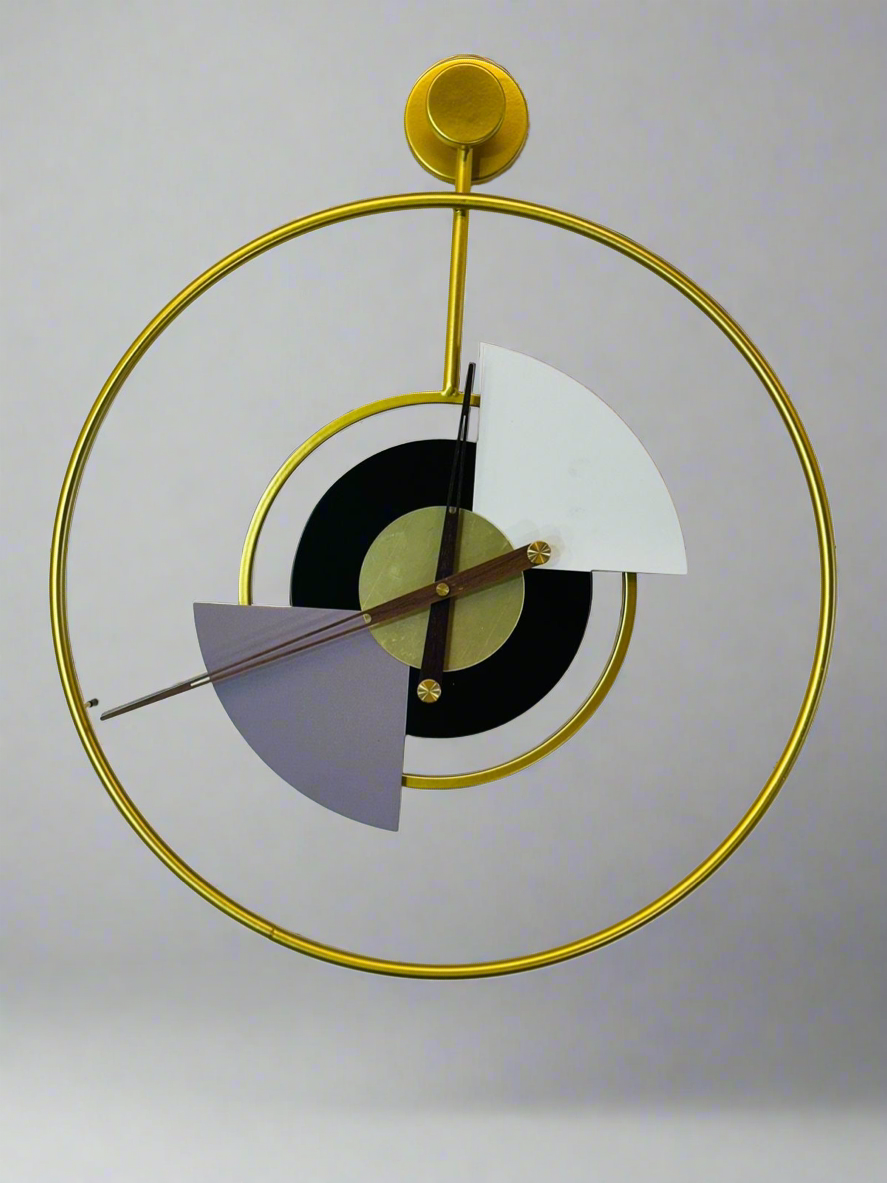 Black Circle Golden Ring Clock