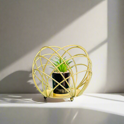 Planter With Golden Metal Cage