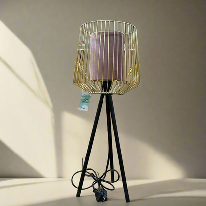 Golden Caged Fabric Lamp