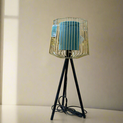 Golden Caged Fabric Lamp