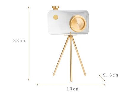 Modern Crystal Camera With Gold Metal Stand - Artifact - Mayra Decor & Interiors