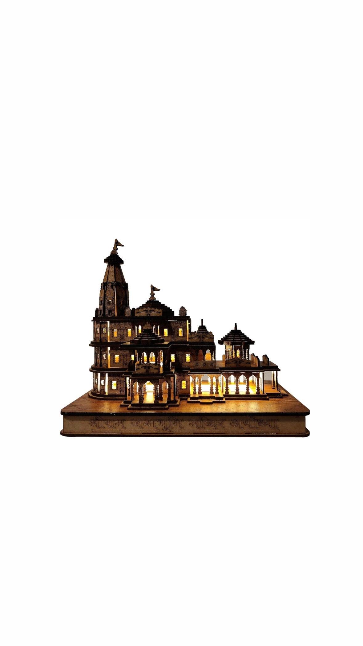 Shree ram mandir ayodhya 3d exclusive wooden janam bhoomi temple model - Mayra Decor & Interiors